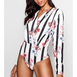 Strip floral bodysuit